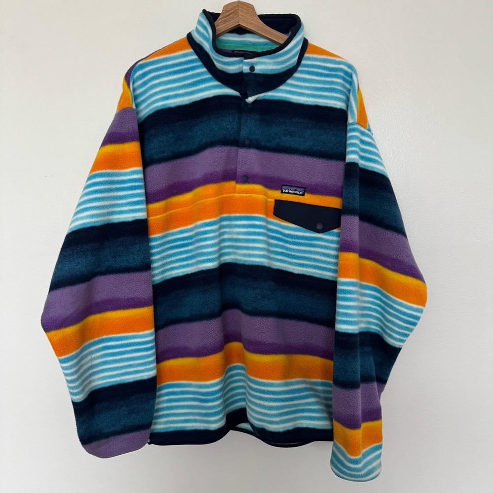 Patagonia Synchilla Snap-T Pullover Fleece Jacket Mens XL Painted Fitz Stripe